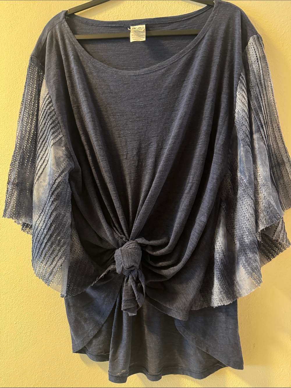 Lucky Brand Navy Tie-Front Dolman Blouse